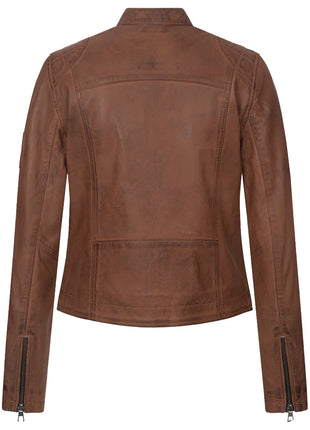 Vintage Real Cognac Brown Leather Jacket Womens