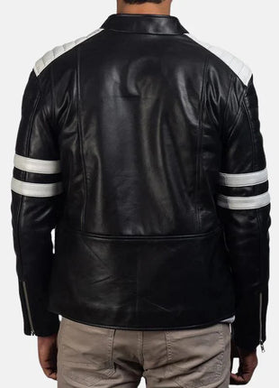 Brad Black And White Leather Jacket Men's
