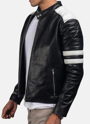 Brad Black And White Leather Jacket Men's