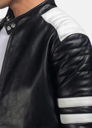 Brad Black And White Leather Jacket Men's