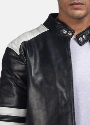 Brad Black And White Leather Jacket Men's