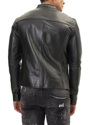 Classic Cafe Racer Black Leather Jacket Mens