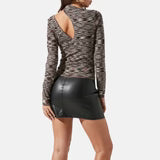 Women's Lapel Black Leather Lined Mini Skirt