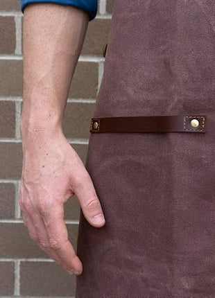Men Leather and Waxed Canvas Server Aprons With 3 Pockets for Men/Women - Adjustable Barista Work Apron With Kitchen Towel Holder - Chef Apron/Waitress Apron