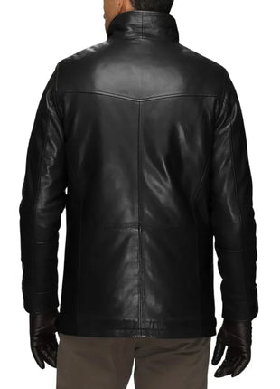 Men’s Genuine Lamb Leather Walking Coat with Detachable Quilted Vest