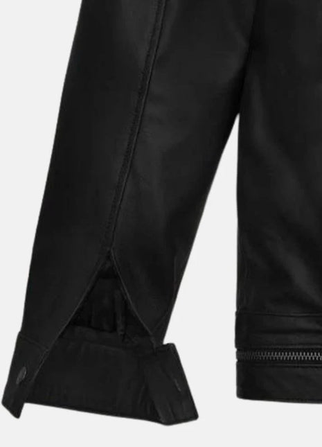 Tate Quilted Biker Black Leather Jacket For Men