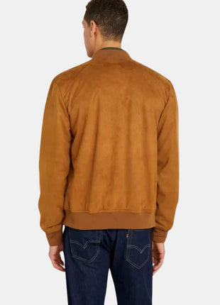 Mens Letterman Yellow Suede Jacket