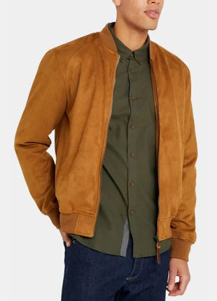 Mens Letterman Yellow Suede Jacket