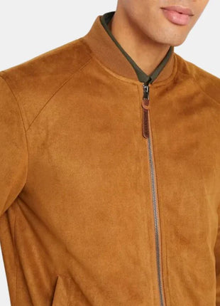 Mens Letterman Yellow Suede Jacket