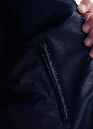 Mens Genuine Lambskin Blue Café Racer Leather Jacket