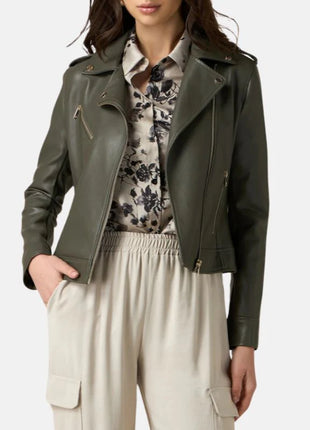 Green Leather Jacket Womens