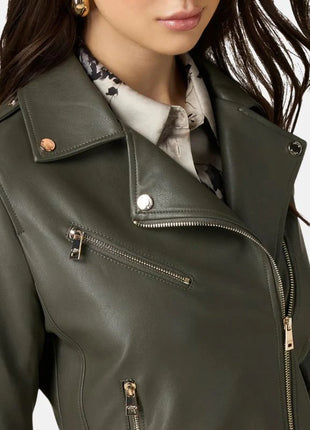 Green Leather Jacket Womens
