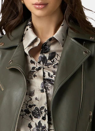 Green Leather Jacket Womens