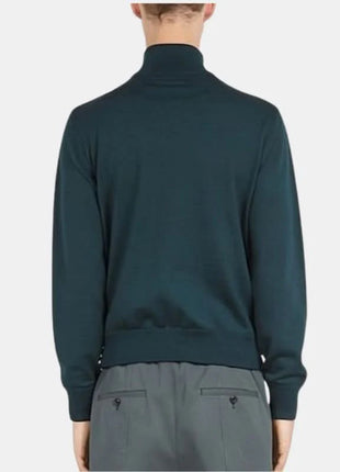 Men's Coffee Brown Leather Bomber Jacket with Rib-Knit Trim