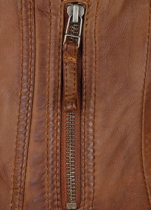 Genuine Biker Brown Cognac Leather Jacket Womens