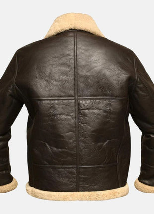 Men's RAF B3 Shearling Aviator Dark Brown Leather Jacket