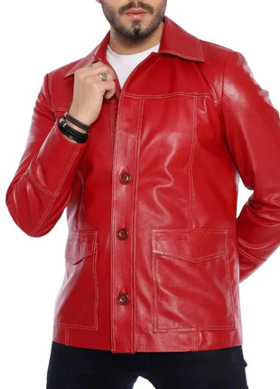 Fight Club Tyler Red Leather Jacket