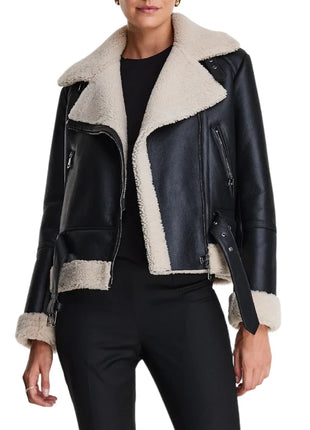 B3 Black Bomber Leather Aviator Jacket Women's