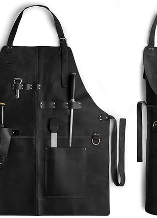 Rustic Chef Apron with Adjustable Neck Strap, Cooking Accessories, Full Grain Leather, Handmade