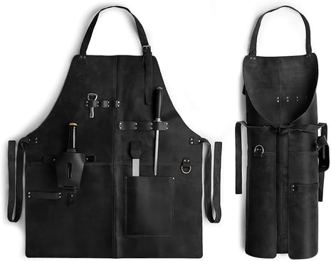Rustic Chef Apron with Adjustable Neck Strap, Cooking Accessories, Full Grain Leather, Handmade