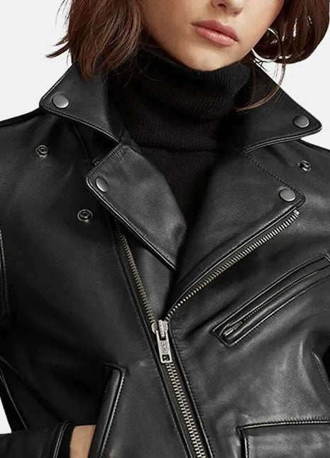 Black Leather Motorcycle Jacket Womens
