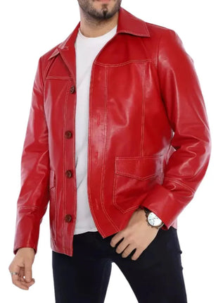 Fight Club Tyler Red Leather Jacket