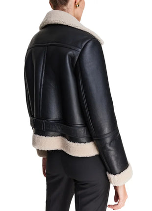B3 Black Bomber Leather Aviator Jacket Women's
