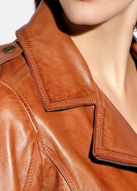 Brown Leather Motorcycle Jacket Womens
