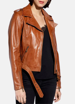 Brown Leather Motorcycle Jacket Womens