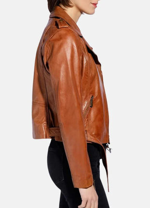 Brown Leather Motorcycle Jacket Womens