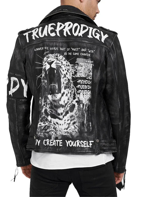 Rugged Matte Men's Black Leather Biker Jacket