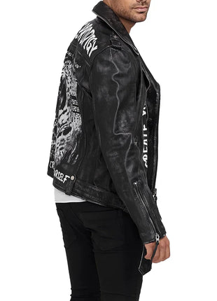 Rugged Matte Men's Black Leather Biker Jacket