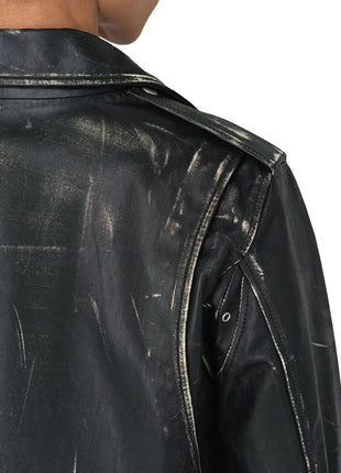 Rugged Matte Men's Black Leather Biker Jacket