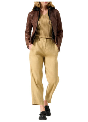 Dark Brown Leather Hooded Jacket Womens