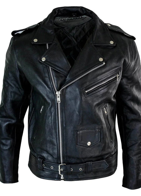 Mens Brando Black Biker Leather Jacket