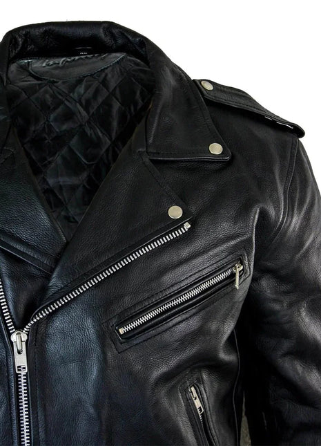 Mens Brando Black Biker Leather Jacket