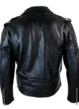 Mens Brando Black Biker Leather Jacket