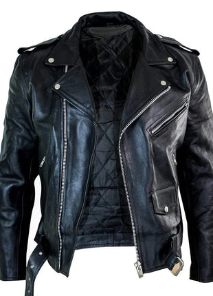 Mens Brando Black Biker Leather Jacket