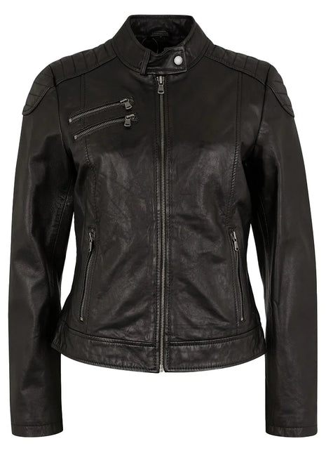 Genuine Black Leather Jacket Womens Motorcycle