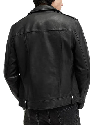 Berlin Black Leather Moto Jacket Mens