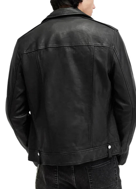 Berlin Black Leather Moto Jacket Mens