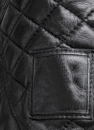 Mens Padded Black Cafe Racer Leather Jacket