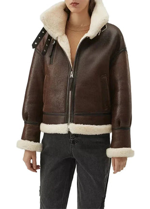 Women's Chocolate Brown B3 Sheepskin Aviator Jacket