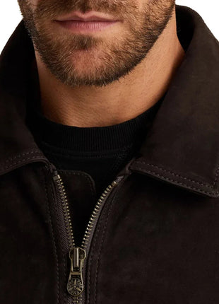 Men's Brown Aviator Nubuck Leather Fur Jacket