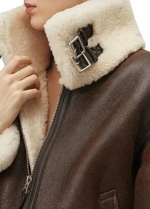 Women's Chocolate Brown B3 Sheepskin Aviator Jacket
