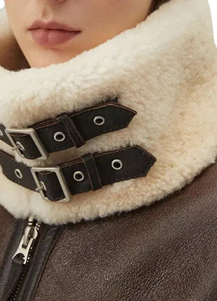Women's Chocolate Brown B3 Sheepskin Aviator Jacket