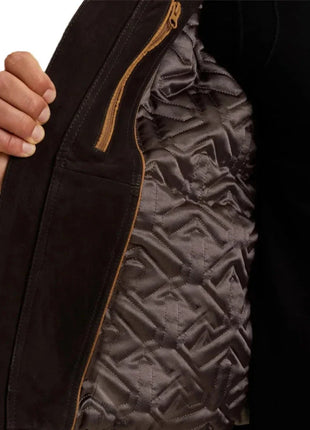 Men's Brown Aviator Nubuck Leather Fur Jacket