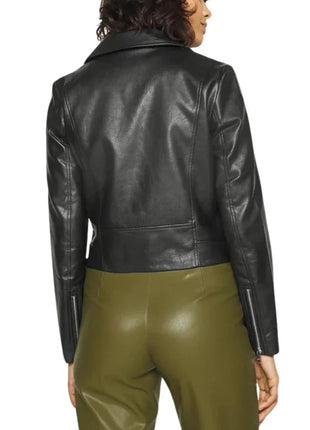 Black Asymmetrical Leather Women Motorcycle Jacket