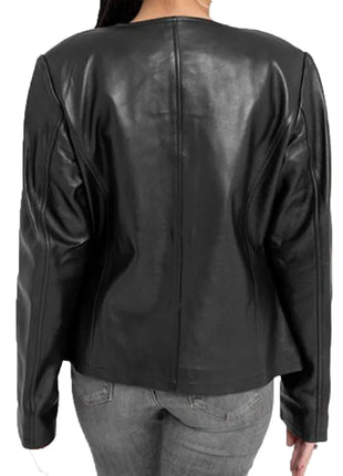 Eloise Black Shirt Style Leather Jacket Womens