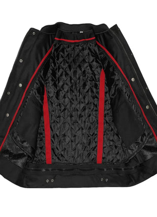 Men's Buffalo Leather Black Motorcycle Jacket with Removable CE Armor